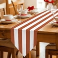 thumbnail image 2 of Burnt Orange Striped Table Runner Linen Burlap Table Runner 90 Inches Long Modern Orange Stripes Farmhouse Dresser Scarves for Kitchen Island Coffee Dining Room Party Holiday Decoration 13"x90", 2 of 8