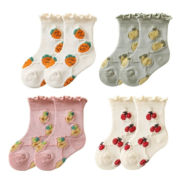Laklulu Primavera Verano Bebé niña Calcetines transpirables para bebé Calcetines de punto con brida Calcetines para bebé Niñas Calcetines de tubo medio