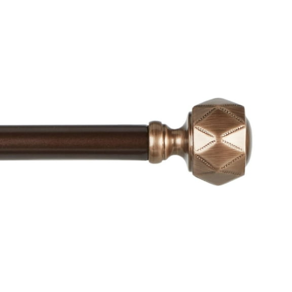 Exclusive Home Regal 1" Window Curtain Rod and Finial Set, Adjustable 66"-120", Bronze