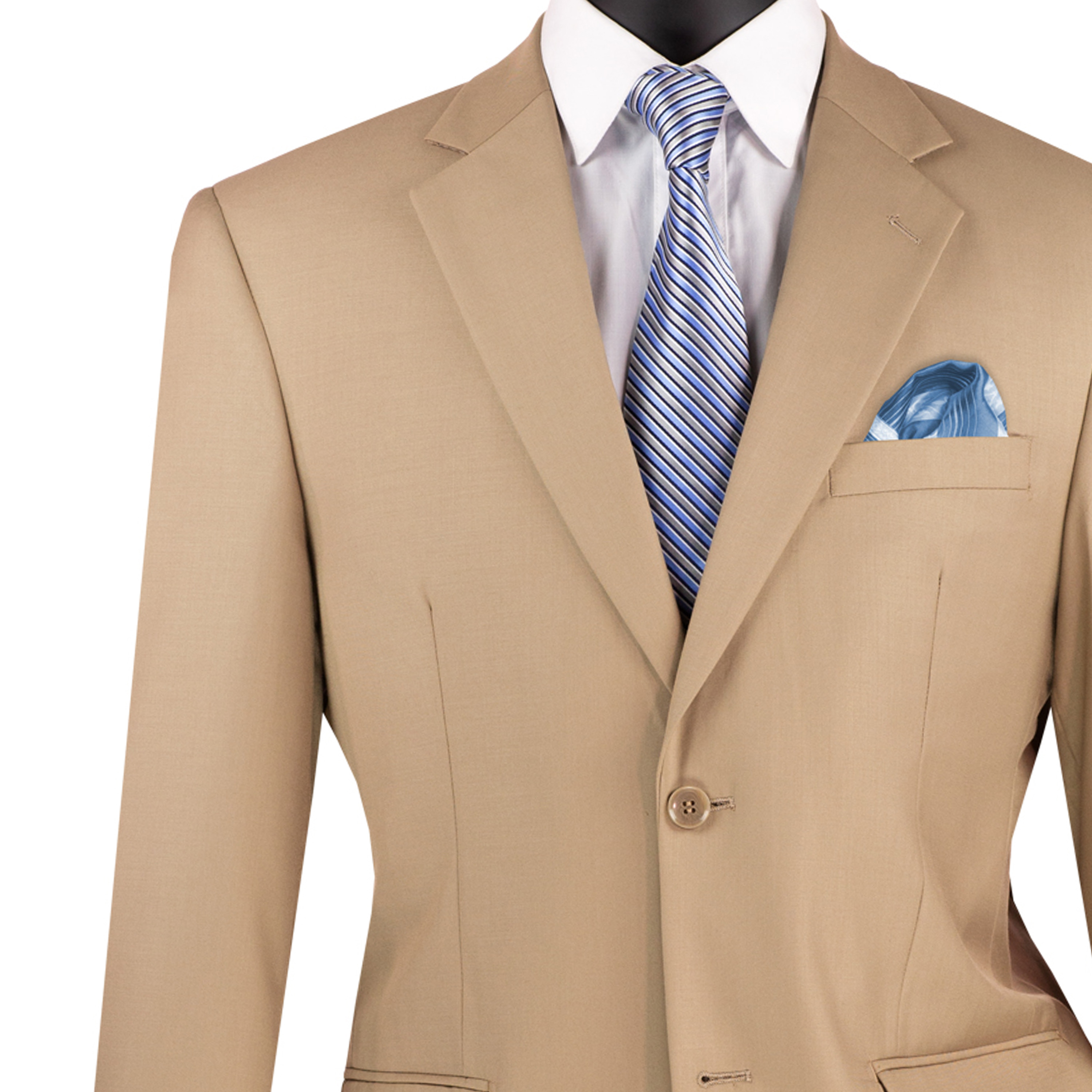 VINCI Men's Light Beige 2-Button Suit – 2 Piece, Regular Fit, Adjustable Waist