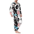thumbnail image 2 of Salouo Panda Cute Pink Hearts Print Button-Front Long Sleeve Pajama Set for Men, Soft 2Pjs Men's Long Sleeve Sleepwear-XX-Large, 2 of 7
