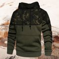thumbnail image 2 of Mens Camo Hoodies Pullover Oversized Color Block Hooded Sweatshirts Military Combat Adjustable Drawstring Fall Winter Warm Camouflage Hoodie Size-S, 2 of 8