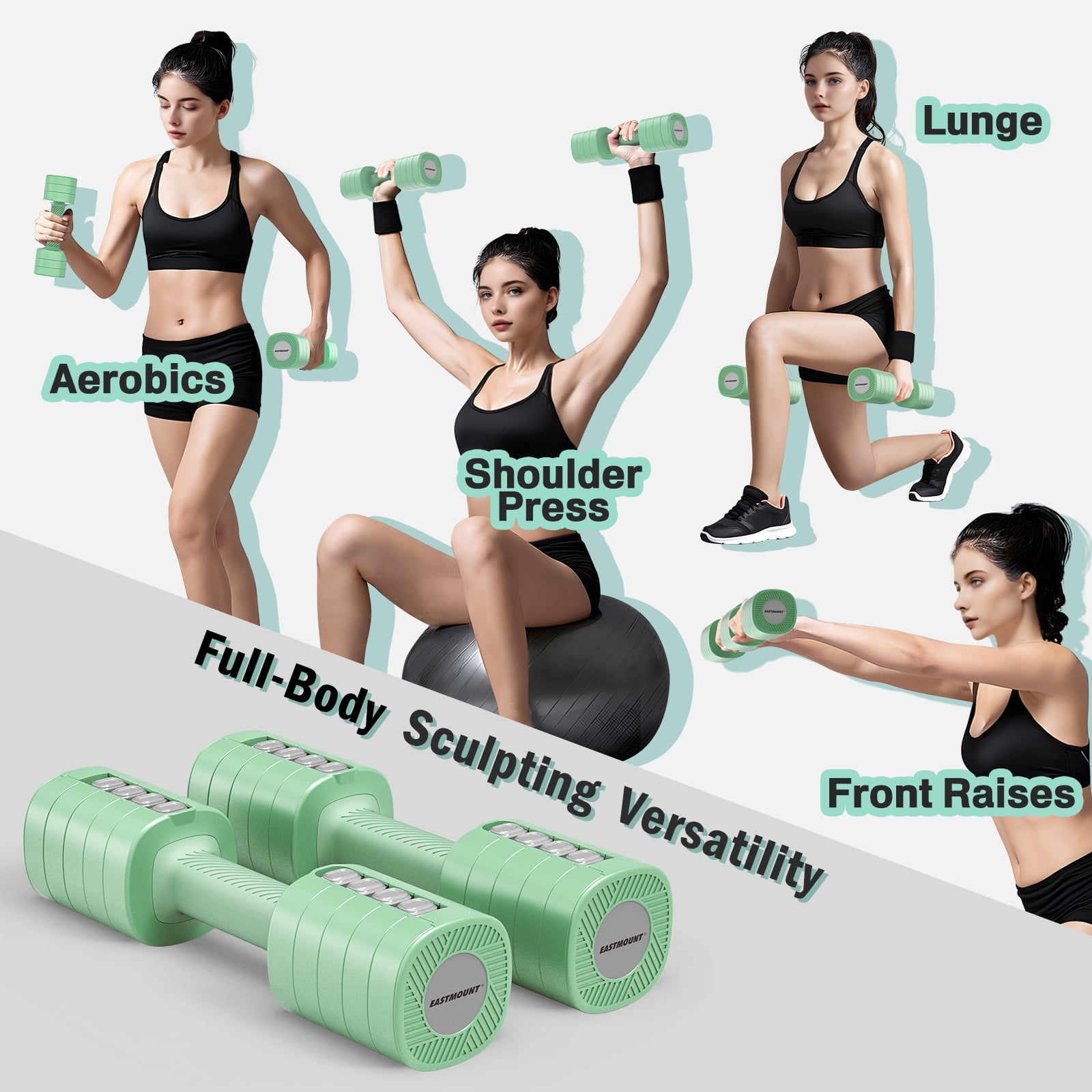 EAST MOUNT Adjustable Dumbbells Set of 2 - Women Hand Weights 2lb/3lb/4lb/5lb/6lb Weight Set 12 lbs/Pair Hand Weights for Home Office Gym Workout