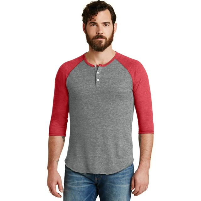 Alternativo 3/4 Raglan Henley Eco Grey/True Red XS Ropa alternativa 19890