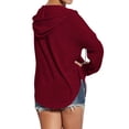 thumbnail image 4 of Xuanfei Women V Neck Long Sleeve Curve Hem Drawstring Hoodie, 4 of 7