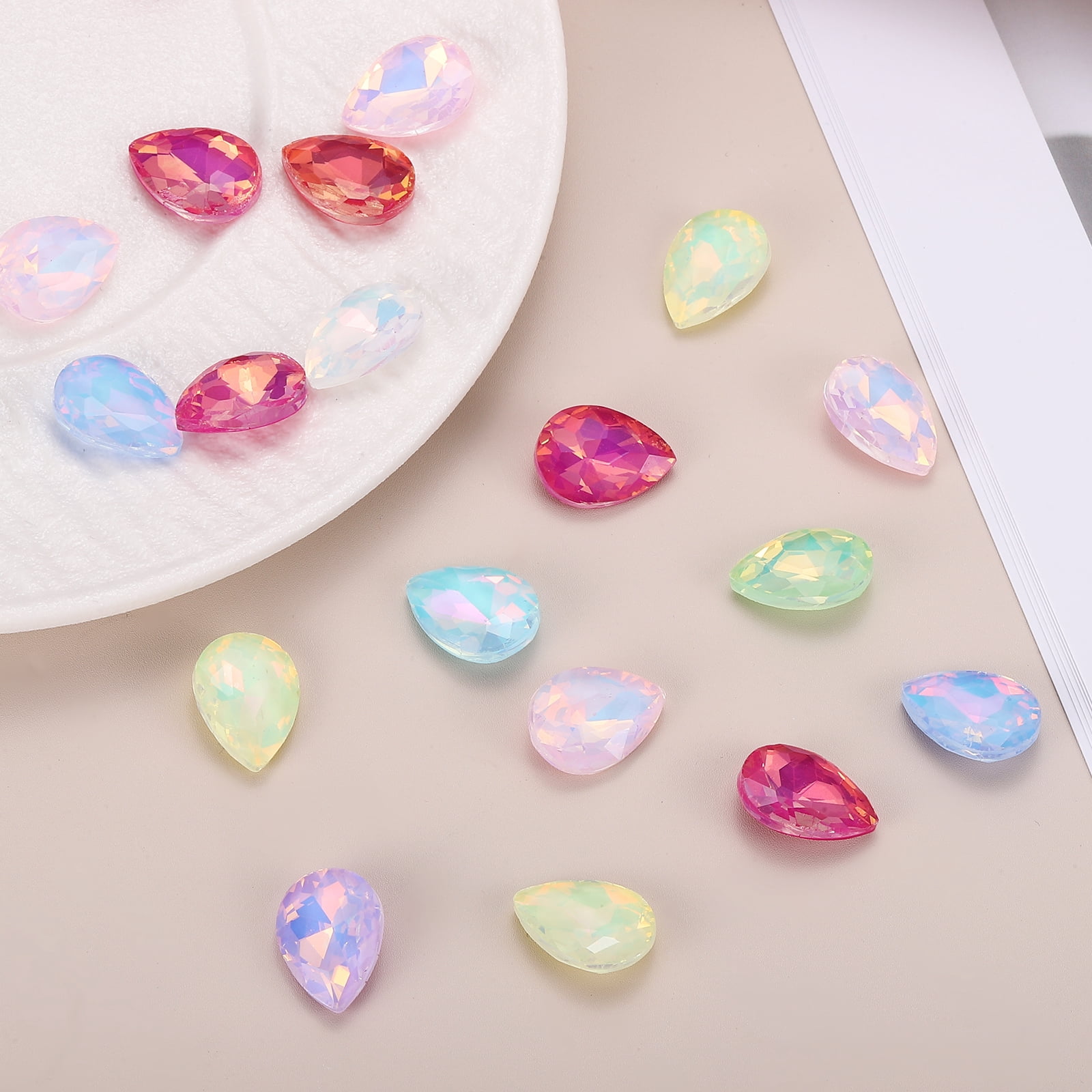 Uxcell 0.71'' x 0.51'' Tear Drop Rhinestones for Nails Pointed Back Rhinestones Setting Crystals Stone Purple 112 Pcs
