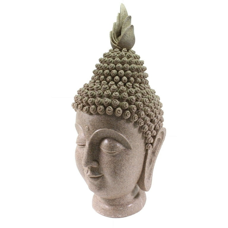 Smiling JuJu 15in Tan Buddha Head Figurine Home Decor Idol