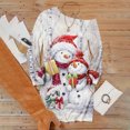 thumbnail image 4 of Vestido corto de manga larga con estampado de copos de nieve y muñeco de nieve con hombros inclinados para mujer Pompotops  hdfakjf974, 4 of 5
