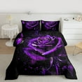 thumbnail image 2 of Homewish Valentine'S Day Rose Full Size Comforter Sets,Romance Flower Floral Bedding Comforter Set,Purple Sequin Print Bedding Sets For Men Women,Luxury Bedroom Decor Reversible,3 Pieces, 2 of 8