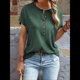 thumbnail image 3 of Tops Henley de Corta para Mujer, Cuello en V, Elegantes, Informales, de Corte Holgado, Verde S, 3 of 6