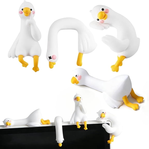 4Pcs Mini Resin Goose Figurines, Cute Duck Statues for Computer Monitor Decor, Funny Desk Accessories for Office Desk, Car Dashboard, Home Decor and Gift