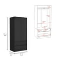 thumbnail image 2 of Newboti Furniture Austin 2 Drawers Armoire, Double Door, Hanging Rod -Black 30830, 2 of 7