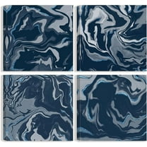 Abstract Navy Blue Canvas Prints Wall Art Paintings Flowing Water Texture Pictures Artwork 4 Pieces Framed Wall Décor for Living Room Bedroom Bathroom 12"x12"
