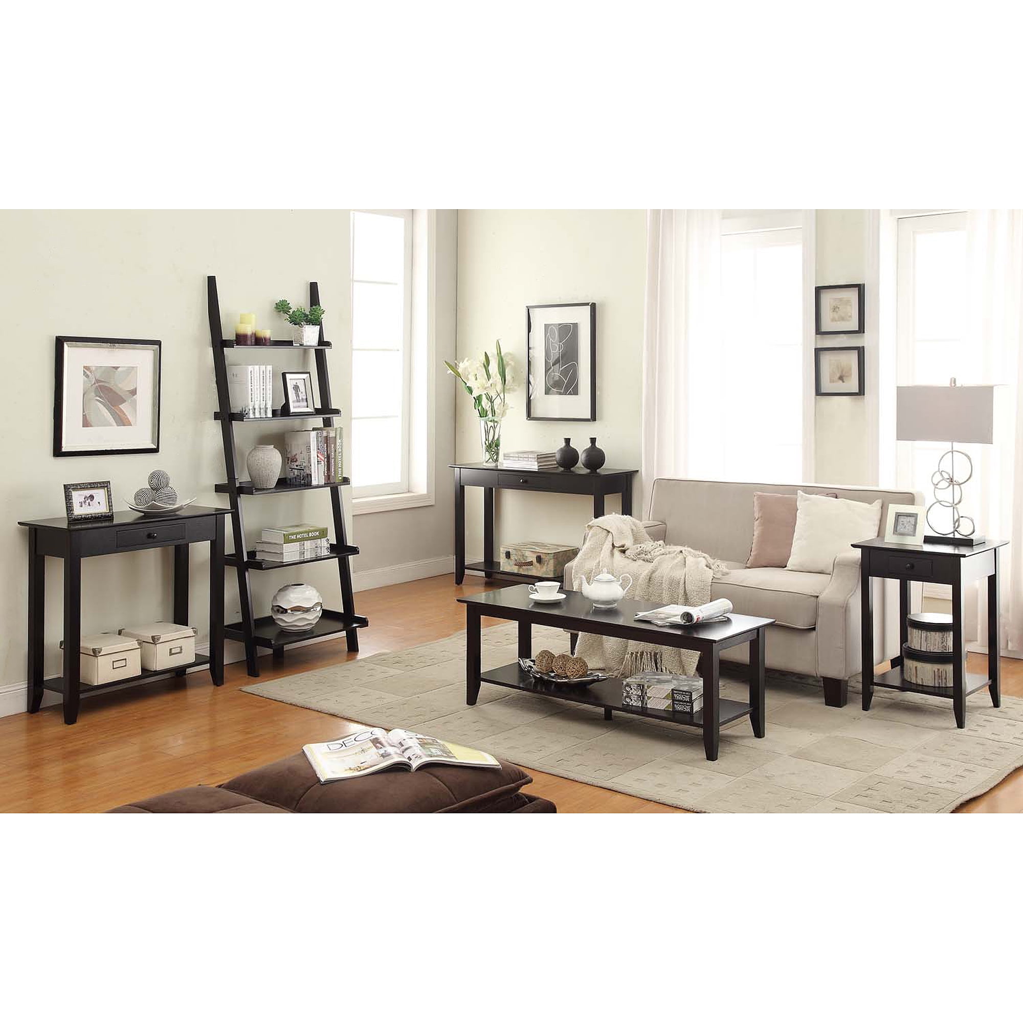 Convenience Concepts American Heritage 5-Shelf Ladder Bookcase, Multiple Finishes