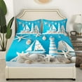 thumbnail image 3 of Erosebridal Tropical Summer Beach Sheet Set Twin , Coastal Seaside Farmhouse Lodge Cabin Bedding Sets Twin Size, Starfish Decor 3 Pieces, 3 of 7