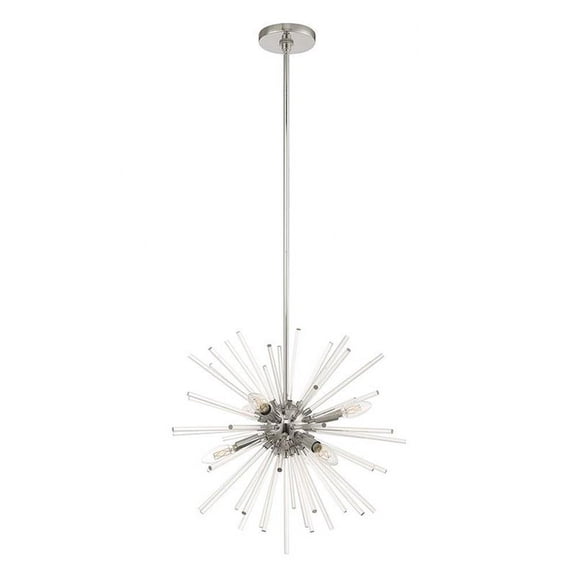 Mid Century Modern Six Light Chandelier-Polished Chrome Finish Bailey Street Home 218-Bel-3110559