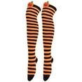 thumbnail image 2 of Jiaroswwei 1 Pair Halloween Stockings Over The Knee Funny Cartoon Pumpkin Striped Contrast Color Soft Keep Warm High Elasticity Solid Color Winter Thigh Socks for Halloween Party, 2 of 8