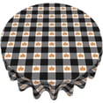thumbnail image 3 of Fall Plaid Tablecloth Black and White Checkered Tablecloth Round 60 Inch Reusable Autumn Maple Leaf Tablecloth for Holiday Party Dinner Dining Table Decor, 3 of 6