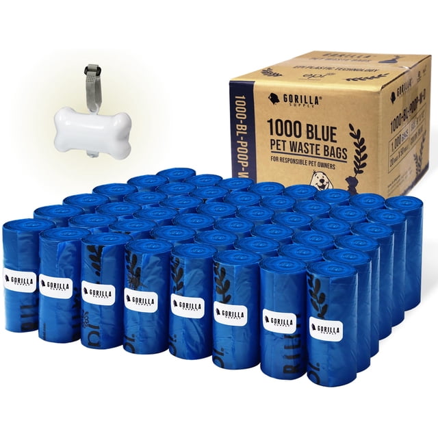 Bolsas para excrementos de perro GORILLA SUPPLY 1000 con dispensador, color azul