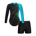 thumbnail image 2 of Alvivi Kids Girls Glitter Long Sleeve Leotards with Shorts Outfits Athletic Unitards 6-14, 2 of 7