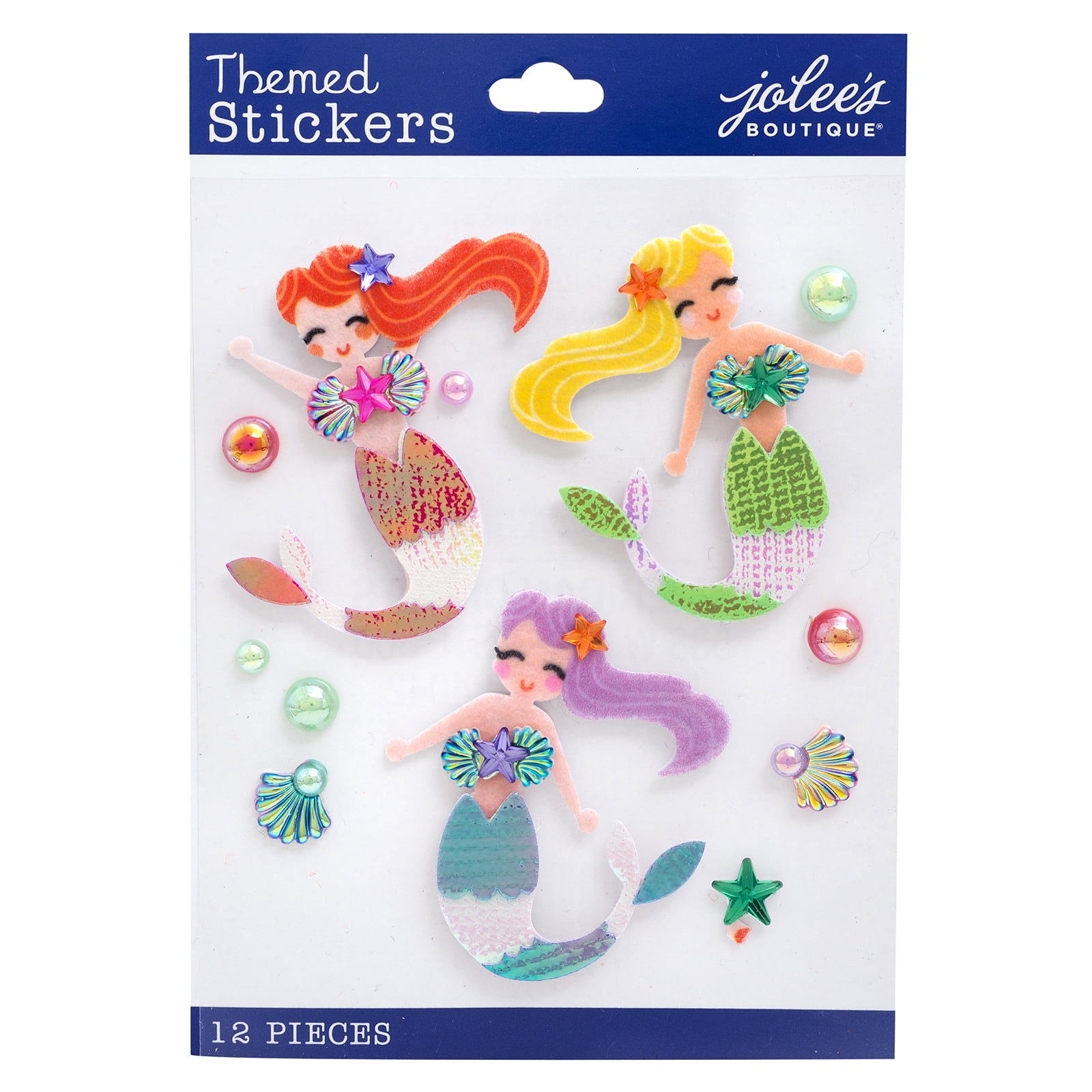 Jolee's Boutique Multicolor Paper Mermaid Themed Solid Paper Stickers, 12 Pieces