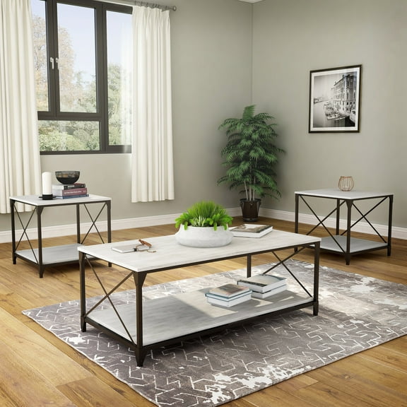 Furniture of America Acres 3-Piece Coffee Table Set, Gray