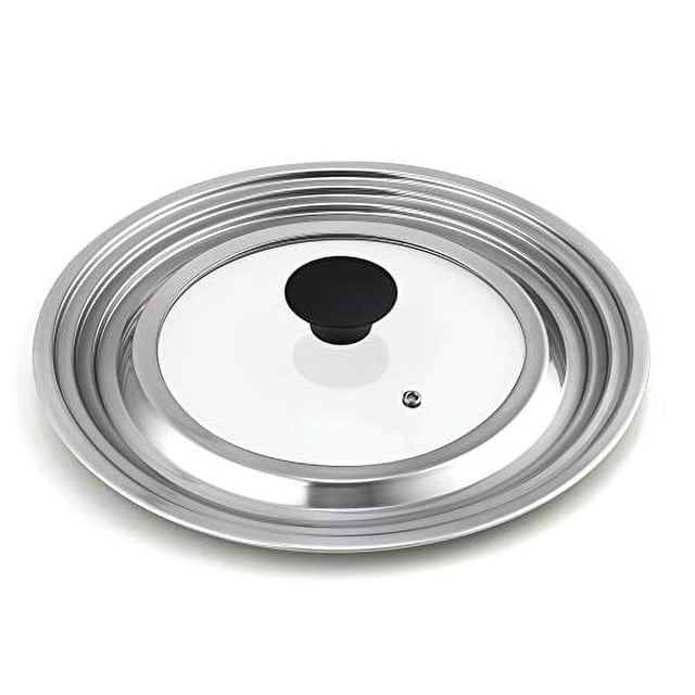 Cook N Home Stainless Steel with Glass Center Universal Lid, Fits 8, 10.25, 11, and 12-Inch, Silver