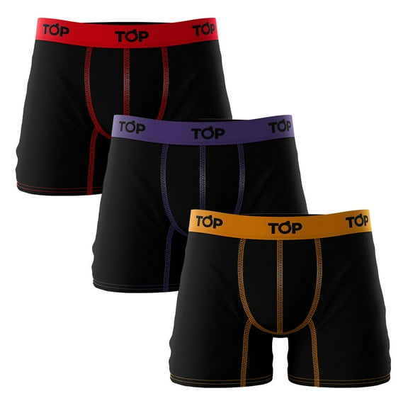 TOP Wear - Men's Microfiber Boxer Briefs - Pack of 3 - Plain Colors, Soft, Breathable, Snug Fit