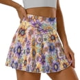 thumbnail image 5 of Yuyamidu Boho Flowers Tennis Golf Skirts Colorful Floral High Waisted Tennis Skirt Golf Skorts for Women Fashion Mini Skirts with Shorts Pockets Size L, 5 of 7