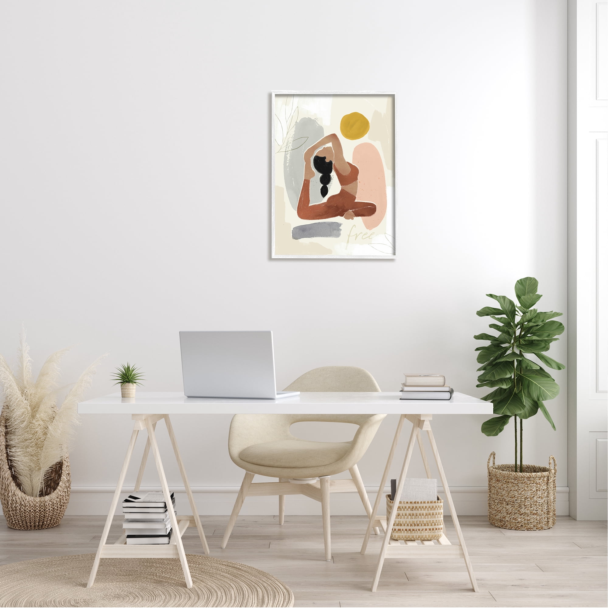Stupell Industries Free Text Modern Botanical Pattern Yoga Exercise, 24 x 30, Design by Victoria Barnes