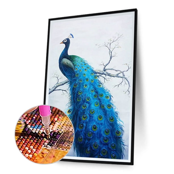 Cuadros Decorativos Pavo Real en la rama 5D DIY Kits de pintura de Wdftyju diamantes decoración de pared de taladro cuadrado completo
