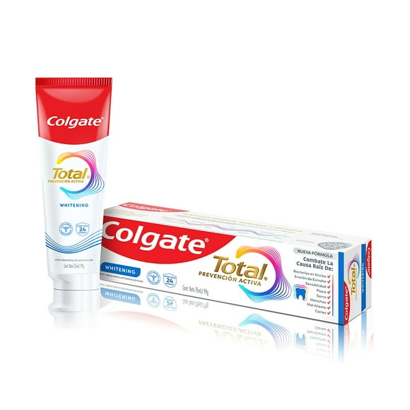 Pasta Dental Colgate Total Whitening Anticaries con Flúor Prevención Activa 75 ml