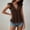 Coffee, variant on Women's Lace Trimmed V Neck Ruffled Sleeve Flared Eyelet Tank Blouse Top L
