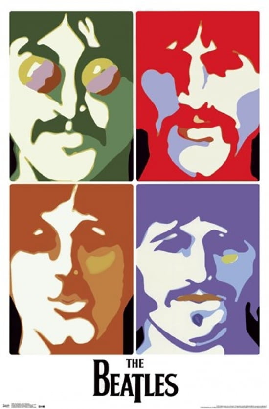 The Beatles Psychedlic Quad Shot Poster 24 X 36 