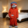 thumbnail image 3 of Monster Onesie Animal Pajamas Cosplay Costume with Slippers and Comb, Big Eyes Wide Mouth Monster Jumpsuit, Funny Character Outfit, Halloween Costume for Couples, Parties and Events, Red:L, 3 of 5