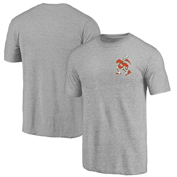 Men's Heather Gray Miami Hurricanes Vintage Left Chest Distressed Tri-Blend T-Shirt
