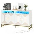 thumbnail image 3 of Uforic 55" Buffet Sideboard Cabinets with LED Light, Modern Coffee Bar Cabinet with Power Outlet, Kitchen Storage Cabinet with 4 Door & Open Storage, Accent Cabinet Cupboard Console Table, 3 of 9