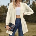 thumbnail image 4 of MKLEKYY Chandail Col Rond Femme Cardigan Décontracté Surdimensionné à Manches Longues Couleur Unie pour Automne et Hiver, 4 of 4