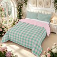 thumbnail image 2 of Manfei Classic Plaid Full Size Comforter Sets,Vintage Checkered Bedding Comforter Set,Pink Green,Pink Reversible,3-Piece,1 Comforter and 2 Pillowcases,3-Piece,1 Comforter and 2 Pillowcases, 2 of 7