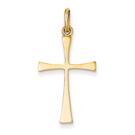 14K Yellow Gold Polished Cross Pendant (39 X 19) Made In Puerto Rico k1167