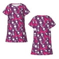 thumbnail image 3 of Bixox Vintage Vinyl Record Pattern Women's Nightgown, Soft & Breathable Sleepwear, Round Neck Knee-Length Pajama Dress,Loungewear for Home & Sleep, 3 of 7