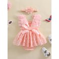 thumbnail image 3 of Suealasg 2Pcs Baby Girl Summer Birthday Outfit Flower Embroidery Lace Tulle Romper Dress +Bow Headband 3 6 12 18 24 Months Infant Girls Photoshoot Clothes, 3 of 7