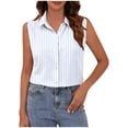 thumbnail image 3 of Fewfanhot Women's Blouses Sleeveless Button Down Casual Blouse V Neck Tank Tops for Business, Classic Collared Basic Tops, 3 of 6