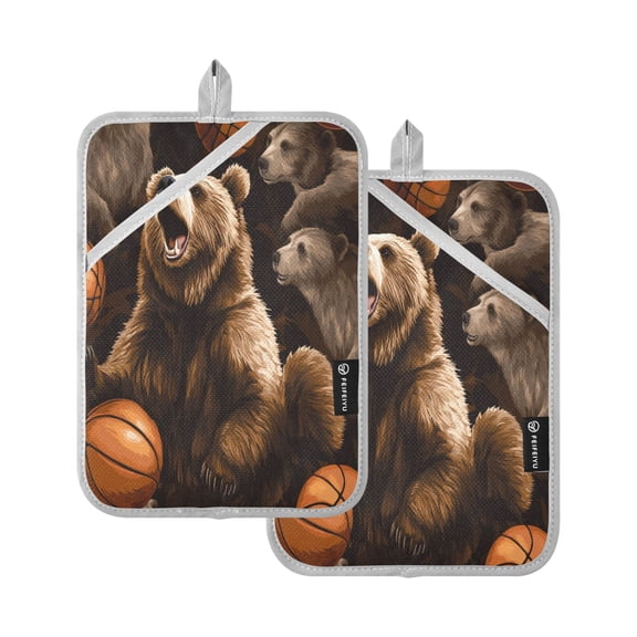 BZSMCE Pot Holder Oven Mitts Cooking baking Basketball Bears Creative Pattern Size:7x9.8in