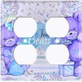 thumbnail image 2 of Metal Light Switch Wall Plate Outlet Cover (2 Teddy Bears Purple With Love Heart Balloon Flower - Double Duplex), 2 of 2