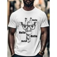 thumbnail image 4 of Giraffe Men's T Shirts Eyes Hello T-Shirt for Men Animal Sketch Crew Neck Tees Cotton Tops, White, XL, 4 of 7