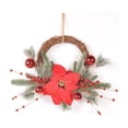 thumbnail image 2 of Bcylexb Christmas Rattan Wreaths for Front Door, 13.8" Artificial Poinsettia Wreaths with Red Ball Ornaments Hanging Door Wreath for Wall Window Porch Winter Decor, 2 of 8