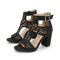 thumbnail image 5 of Women's Heeled Sandals Dressy Out Fish Mouth Heels Chunky Block Ankle Strap Sandals Casual, 5 of 6