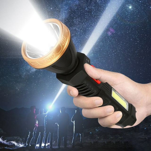 Dvkptbk Handheld Lamp Led Flashlight Outdoor Long Shot Fast Portable Flashlight with Cob Side Lights Flashlight Camping & Hiking