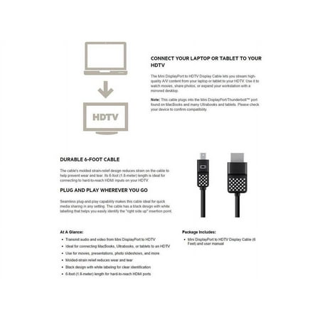 Belkin - 6' Mini DisplayPort-to-HDMI Cable - Black